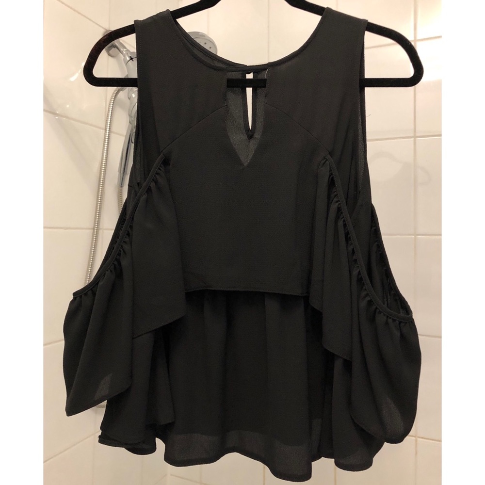 🔴 ASOS Tiered Ruffle Cold-Shoulder Top - Picture 6 of 8